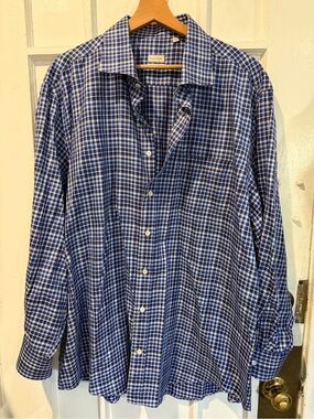 Luciano Barbera Blue Plaid Casual Button-Down Shirt